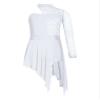 easyforever Kids Girls Lyrical Dance Dress Floral Lace Bodice Asymmetrical Hem Leotard Dress Contemporary Dance Costume White 6 Years view 3