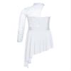 easyforever Kids Girls Lyrical Dance Dress Floral Lace Bodice Asymmetrical Hem Leotard Dress Contemporary Dance Costume White 6 Years view 4
