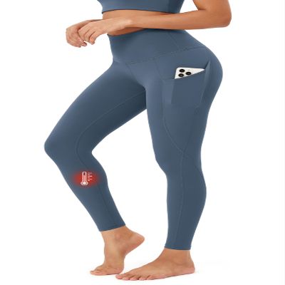 ODODOS ODTHERMAL Women's Fleece Lined Full Length Yoga Pants with Pockets - 28" High Waisted Warm Workout Leggings, Ink Blue, X-Large