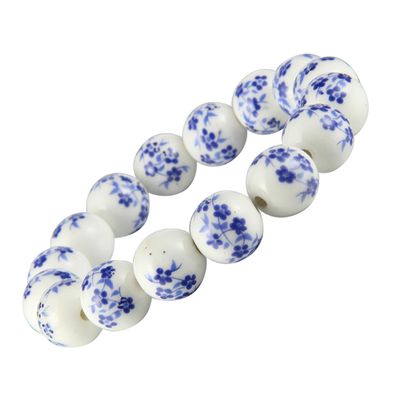 ECYC Ltd Beaded Bracelets for Women and Men, Blue and White Porcelain Bead Chinese Style Ceramic Beaded Bracelets Round Beads Stretch Bracelet Unisex