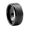 8 mm Men Women Black Tungsten Carbide Wedding Band Rings Brushed Finish Beveled Edges Comfort Fit