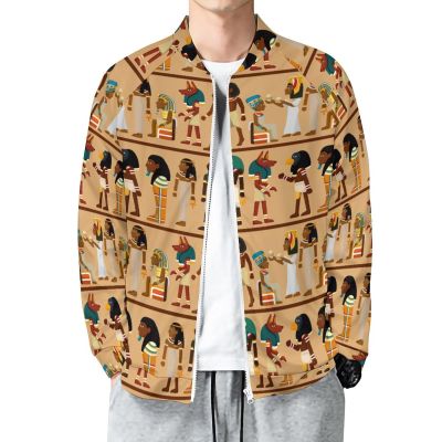 Egypt Pharaoh Pattern Men's Lightweight Jacket Casual Long Sleeve Fall Jackets Full Zip Bomber Jacket Top M