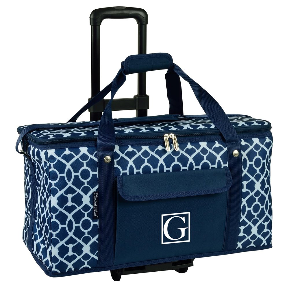 Picnic at Ascot Personalized Monogrammed Travel Cooler with Wheels- 64 Can Capacity- Collapsible Leakproof Cooler- Designed & Quality Approved in The USA