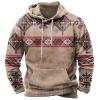 Ctreela Mens Western Vintage Sweatshirts Patchwork Hoodies Pullover Graphic Long Sleeve Tops Slim Hooded Shirts with Pocket view 1