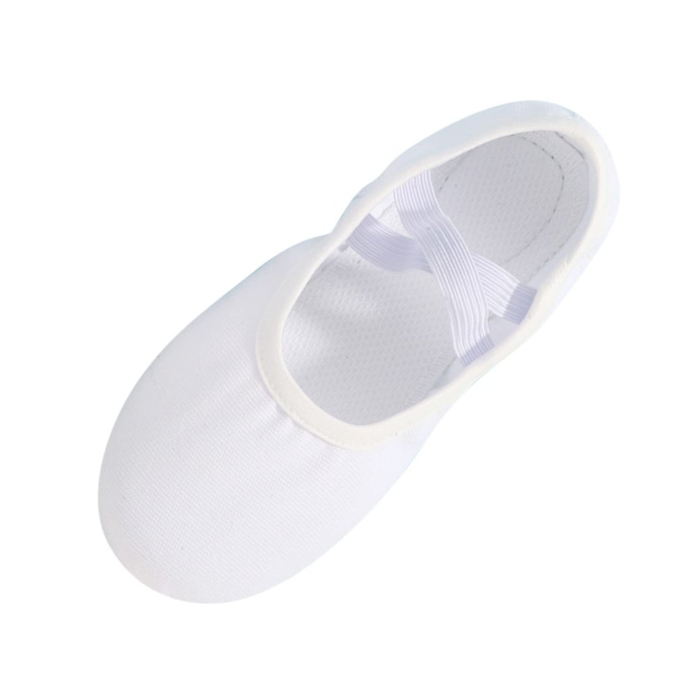 Ballet Shoes for Girls, Satin Elastic Dance Practice Slippers Split Soft Leather Flat Sole Yoga (White, 13 Little Child)