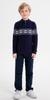 SMILING PINKER Boys Christmas Sweater Cable Knit Half Zip Mock Neck Snowflake Pullover (5-6 Years,Navy Blue) view 2