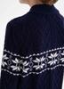 SMILING PINKER Boys Christmas Sweater Cable Knit Half Zip Mock Neck Snowflake Pullover (5-6 Years,Navy Blue) view 4