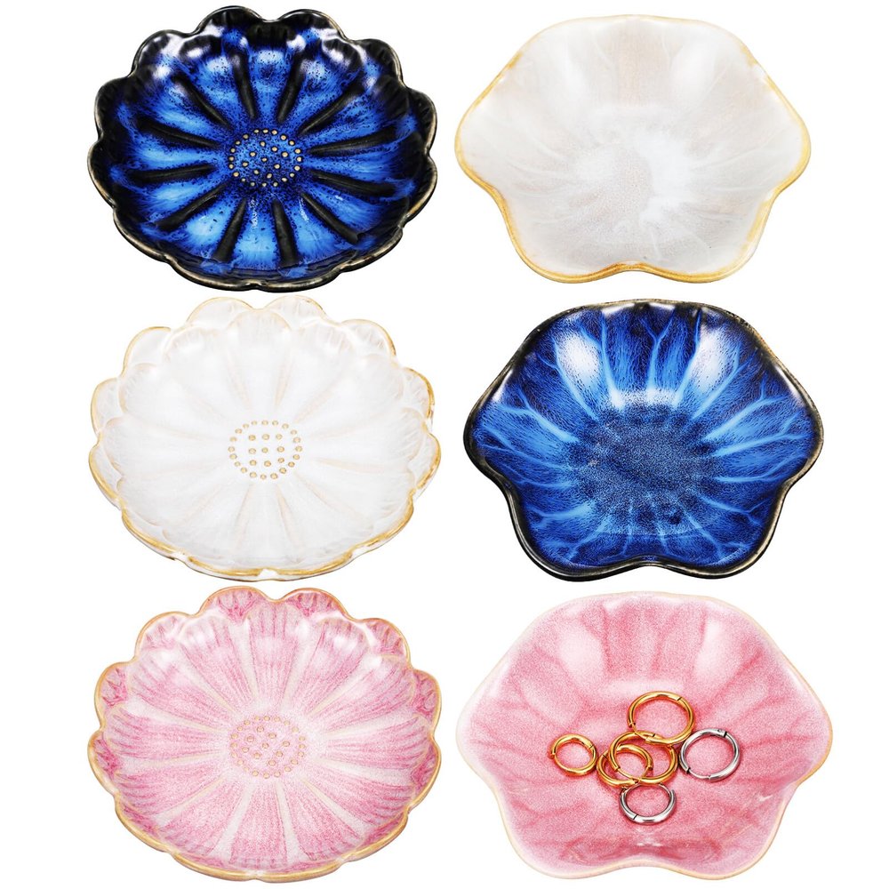 UPKOCH 6pcs Ceramic Jewelry Display Trays Sturdy Dishes Gradient Vintage Versatile Trinket Holders for Home Dorm Giving
