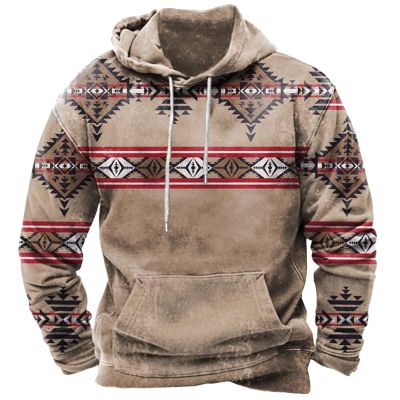 Ctreela Mens Western Vintage Sweatshirts Patchwork Hoodies Pullover Graphic Long Sleeve Tops Slim Hooded Shirts with Pocket