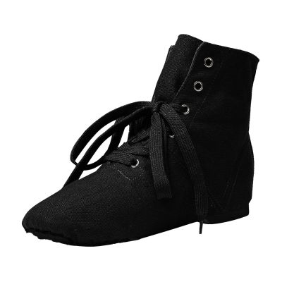 Children Canvas Dance Shoes Soft Soled Ballet Training Shoes High Top Casual Sandals Lace up (Black, 12.5 Little Child)