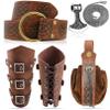 5pcs Medieval Viking Knight Bracers Arm Guards,Knight Belt,Drawstring Purse Pouch Bag and Stainless Steel Chain Axe Necklace Set for Renaissance Faires,LARP events,Halloween costumes,5 brwon set view 1
