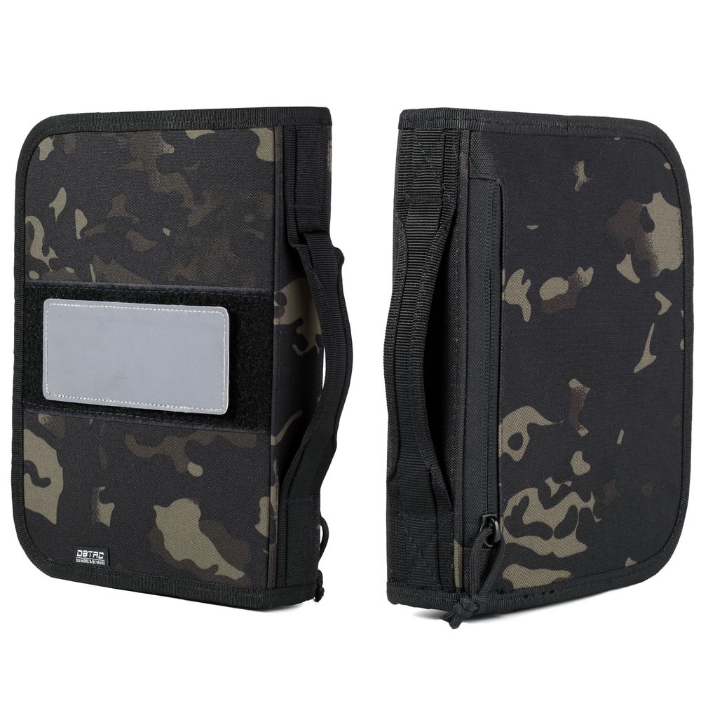 DBTAC Square Pistol Rug Case | Stiffen Tactical 1x Handgun Firearm Shooting Padded Case with Removable & Reflective Patch (Charcoal Camo, 8.5" x 7.5" Medium Pistol Case)