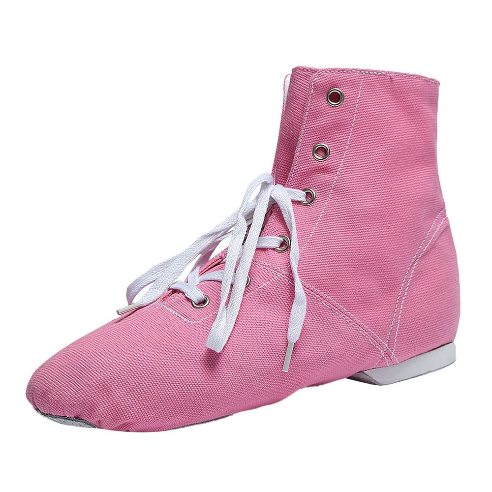 Children Canvas Dance Shoes Soft Soled Ballet Training Shoes High Top Casual Sandals Lace up (Red, 11.5 Little Child)