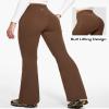 IUGA Fleece Lined Pants Women Water Resistant Hiking Pants Winter Flare Leggings with Pockets Bootcut Thermal Chestnut Brown view 2