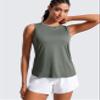 CRZ YOGA Lightweight Racerback Tank Tops for Women High Neck Workout Athletic Running Sleeveless Shirts Grey Sage X-Large view 2