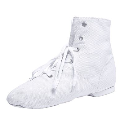 Children Canvas Dance Shoes Soft Soled Ballet Training Shoes High Top Casual Sandals Lace up (White, 10.5 Little Child)