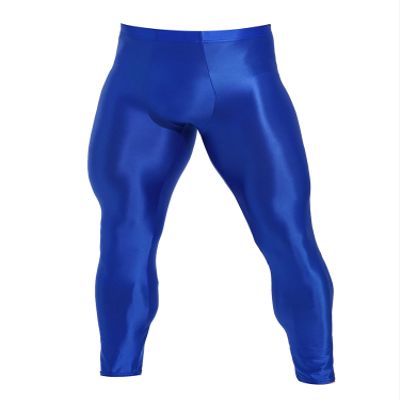 iiniim Mens Oil Glossy Opaque Stockings Leggings Sexy Ultra Shiny High Elastic Tights Pants Blue X-Large