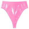Loloda Women Shiny Wetlook PVC Leather High Waisted Booty Shorts Crotch Zipper Knickers Pink Medium view 4