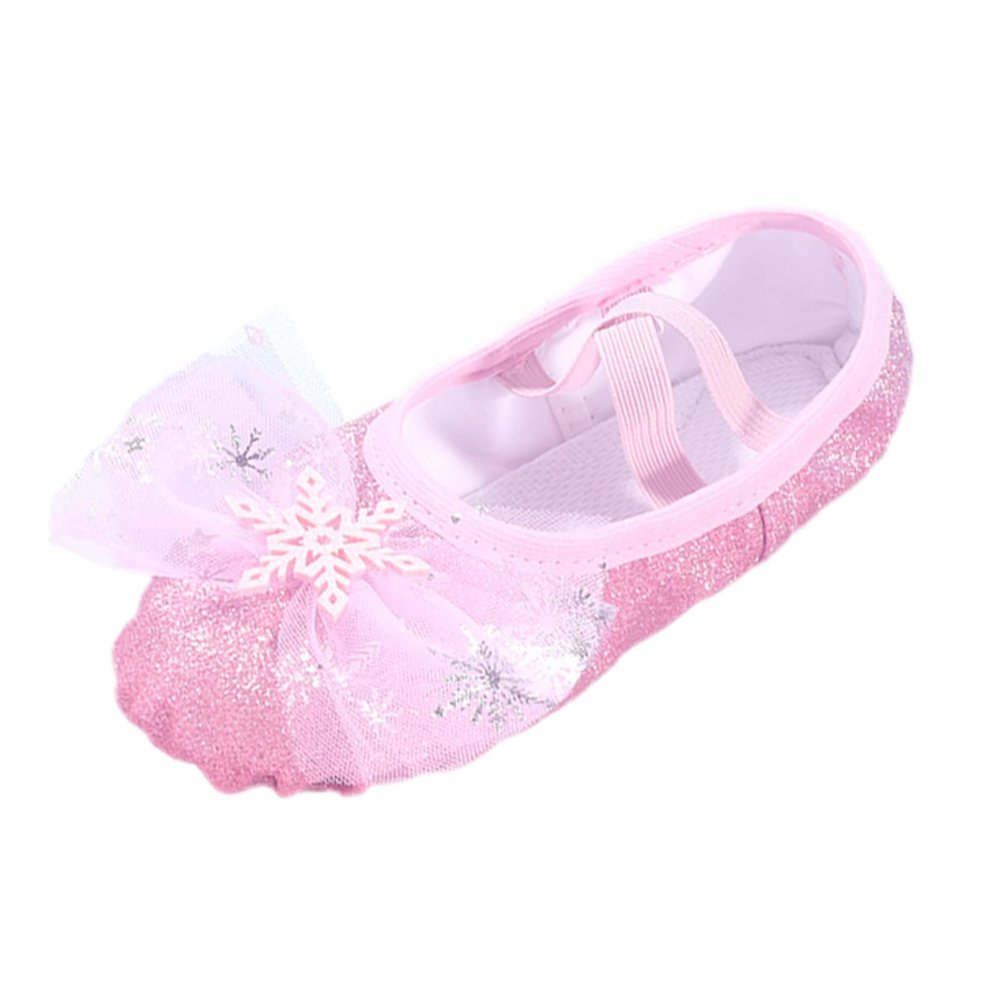 Ballet Shoes for Girls,Soft Leather Ballet Slippers No-Tie Warm Dance Yoga Practice Shoes for Toddler (Pink, 3 Big Kids)
