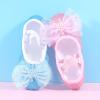Ballet Shoes for Girls,Soft Leather Ballet Slippers No-Tie Warm Dance Yoga Practice Shoes for Toddler (Pink, 3 Big Kids) view 3