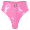 Loloda Women Shiny Wetlook PVC Leather High Waisted Booty Shorts Crotch Zipper Knickers Pink XX-Large view 1