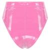 Loloda Women Shiny Wetlook PVC Leather High Waisted Booty Shorts Crotch Zipper Knickers Pink XX-Large view 2
