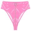Loloda Women Shiny Wetlook PVC Leather High Waisted Booty Shorts Crotch Zipper Knickers Pink XX-Large view 3