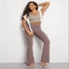 ODODOS Cloud Feeling Crossover Flared Pants with Pockets for Women, Cross Waist Bootcut Lounge Yoga Pants, 32" Inseam, Purple Taupe, Large view 3