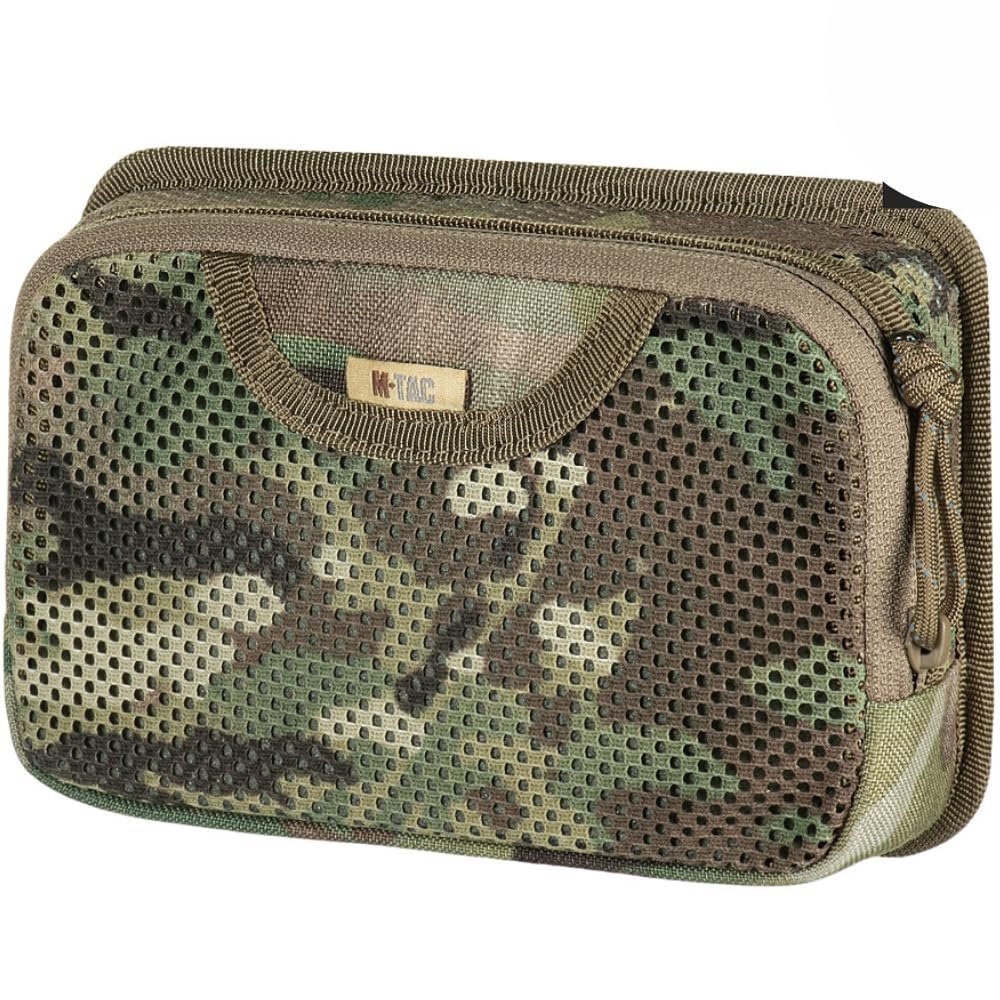 M-Tac Tactical Bag Insert Modular Organizer Utility Admin Pouch Hook Fasteners - Mesh Pocket (Multicam)