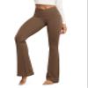 ODODOS Cloud Feeling Crossover Flared Pants with Pockets for Women, Cross Waist Bootcut Lounge Yoga Pants, 32" Inseam, Brunette, X-Large view 1