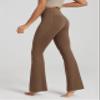 ODODOS Cloud Feeling Crossover Flared Pants with Pockets for Women, Cross Waist Bootcut Lounge Yoga Pants, 32" Inseam, Brunette, X-Large view 4