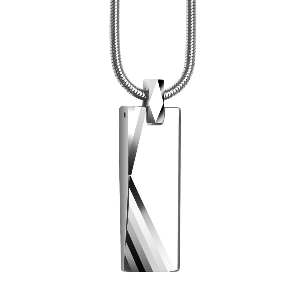 LOYAL MOON Men Fashion Pendant Tungsten Silver Blue Black Gold Necklace Jewelry Engraving (Silver)