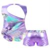Hedmy Gymnastics Leotards for Girls, Leotards for Girls Gymnastics with Shorts Sparkle Sleeveless Biketards Lavender 4 Years view 2