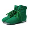 Children Canvas Dance Shoes Soft Soled Ballet Training Shoes High Top Casual Sandals Lace up Dance (Green, 2 Big Kids) view 3