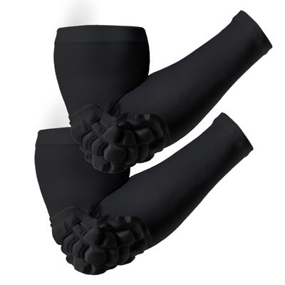 SZKANI Arm Sleeves with Elbow Pads Arm Pad Sleeve for Kid, Youth and Adult, Wrestling Elbow Pad for Kind of Sports(Black_XXL_2 Pcs)