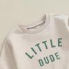 Newborn Baby Boy Clothes Outfit Letter Print Crewneck Sweatshirt Pants Sweatsuit Clothes Infant Boy Fall Winter Set (Beige-C, 2-3 Years) view 4