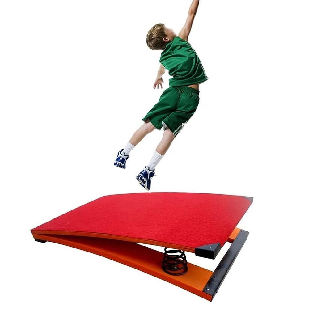 YLQFGUVWK Hardwood Gymnastics Springboard for Kids, Spring Pedal Gymnastics Somersault Booster with Steel Springs and Foot Pads for School and Home