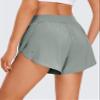 CRZ YOGA Mid Waisted Split Running Shorts for Women 4" - Comfy Mesh Liner for Workout Athletic Gym Track Quick Dry Sterling XX-Small view 2
