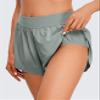 CRZ YOGA Mid Waisted Split Running Shorts for Women 4" - Comfy Mesh Liner for Workout Athletic Gym Track Quick Dry Sterling XX-Small view 3