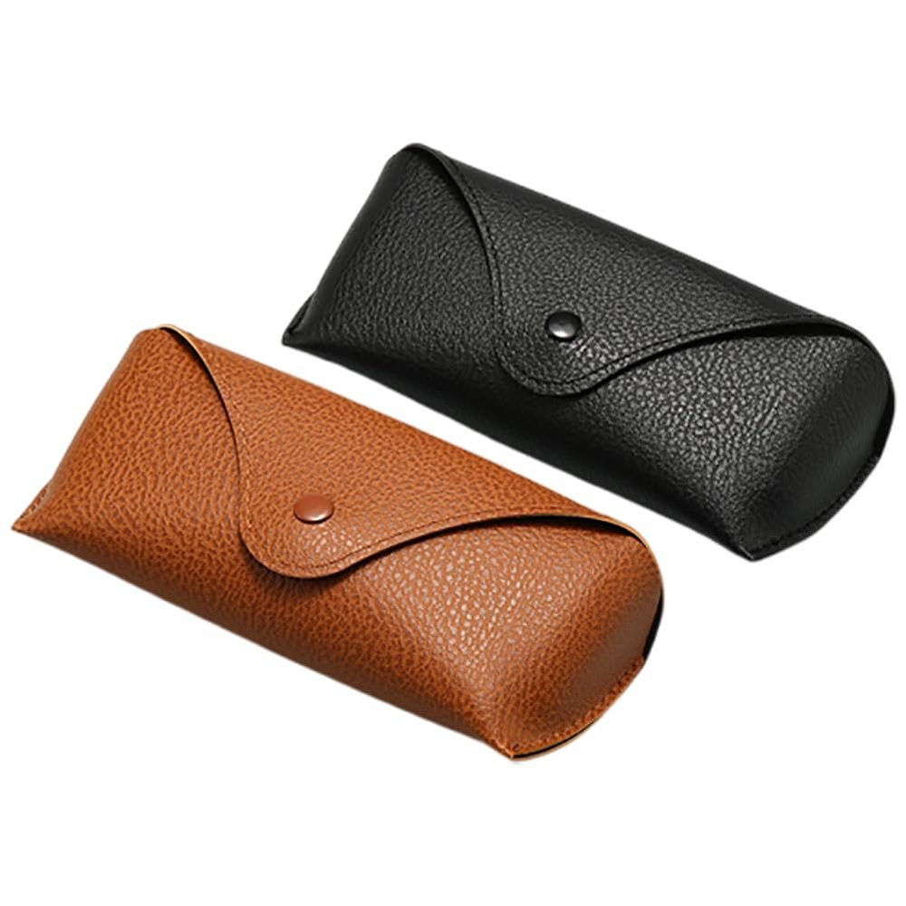 BFLCTTBD 2pcs Portable Leather Glasses Case Flexible Sunglasses Slim Pouch Case for Women Men Horizontal Eyeglass Case