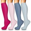 4 Pairs Compression Socks for Women Circulation-Best Support for Winter Warmth and Summer Cooling ,Breathable Temperature Control Fabric for All Season and Fresh Dry Feel royal Hot Pink royal L-XL view 1