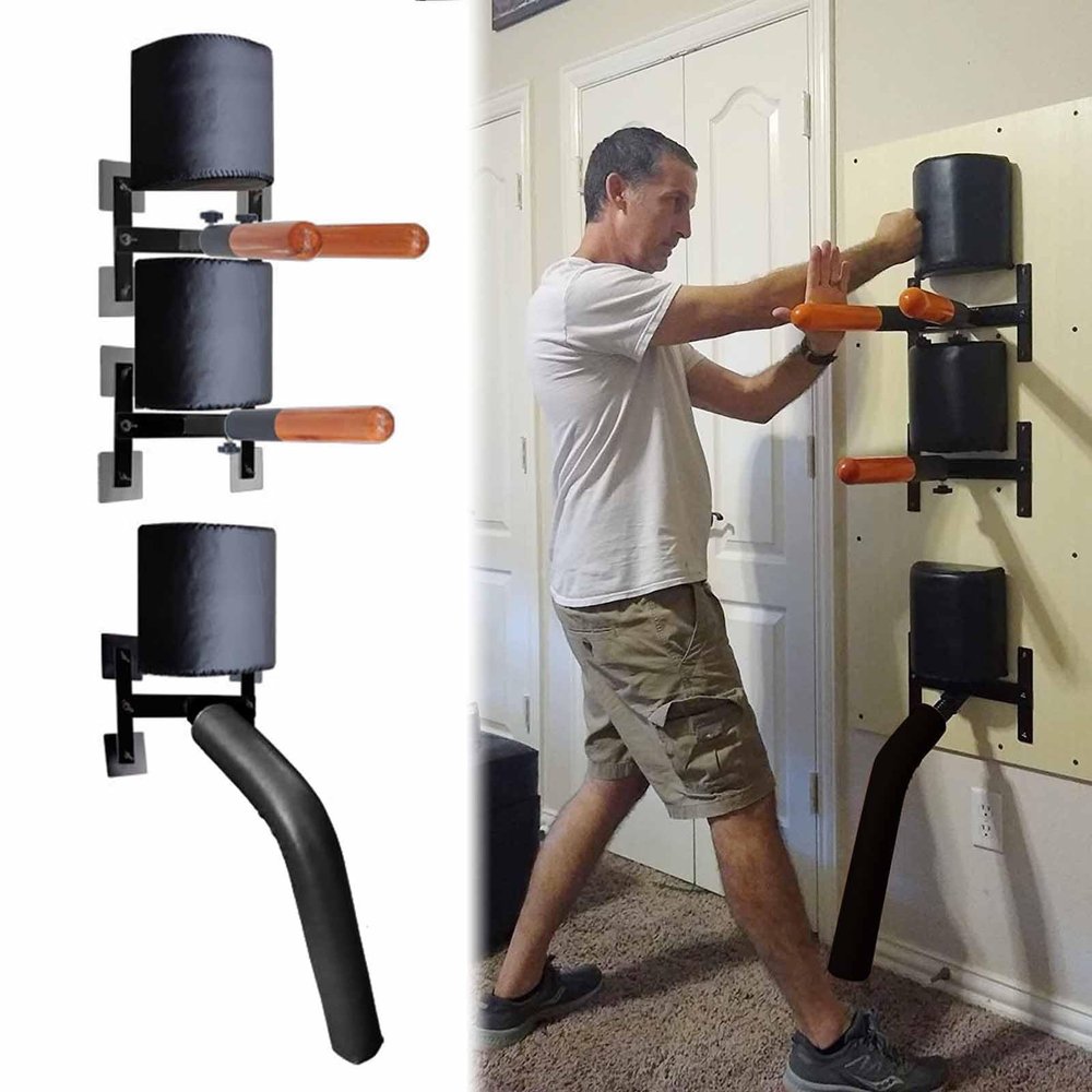 ZIMGOD Wing Chun Dummy Wall Wing Chun Man Pile Equipment, Martial Arts Training Dummies with Wooden Spring Arm, Indoor Home Kung Fu Trainer Tools, Tai Chi Practice Device