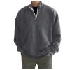 GOKKILRW Mens Long Sleeve Polo Shirts Regular Fit Cotton Golf T-Shirts Fall Winter Casual Quarter-Zip Fleece Sweatshirt view 1