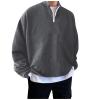 GOKKILRW Mens Long Sleeve Polo Shirts Regular Fit Cotton Golf T-Shirts Fall Winter Casual Quarter-Zip Fleece Sweatshirt view 2