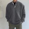 GOKKILRW Mens Long Sleeve Polo Shirts Regular Fit Cotton Golf T-Shirts Fall Winter Casual Quarter-Zip Fleece Sweatshirt view 3