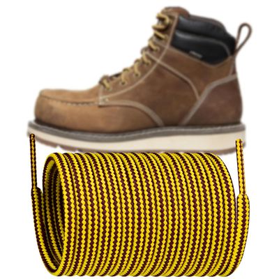 Endoto Shoelaces for Keen Boots Round Replacement Shoe Laces Work Hiking Hunting Shoes Strings(Color:Yellow&Brown,Size:84Inch)