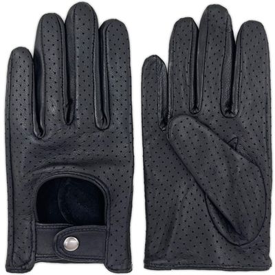 Zjjseloru Mens Genuine Lambskin Leather Driving Gloves Unlined, Touchscreen, Black, S