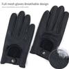 Zjjseloru Mens Genuine Lambskin Leather Driving Gloves Unlined, Touchscreen, Black, S view 4
