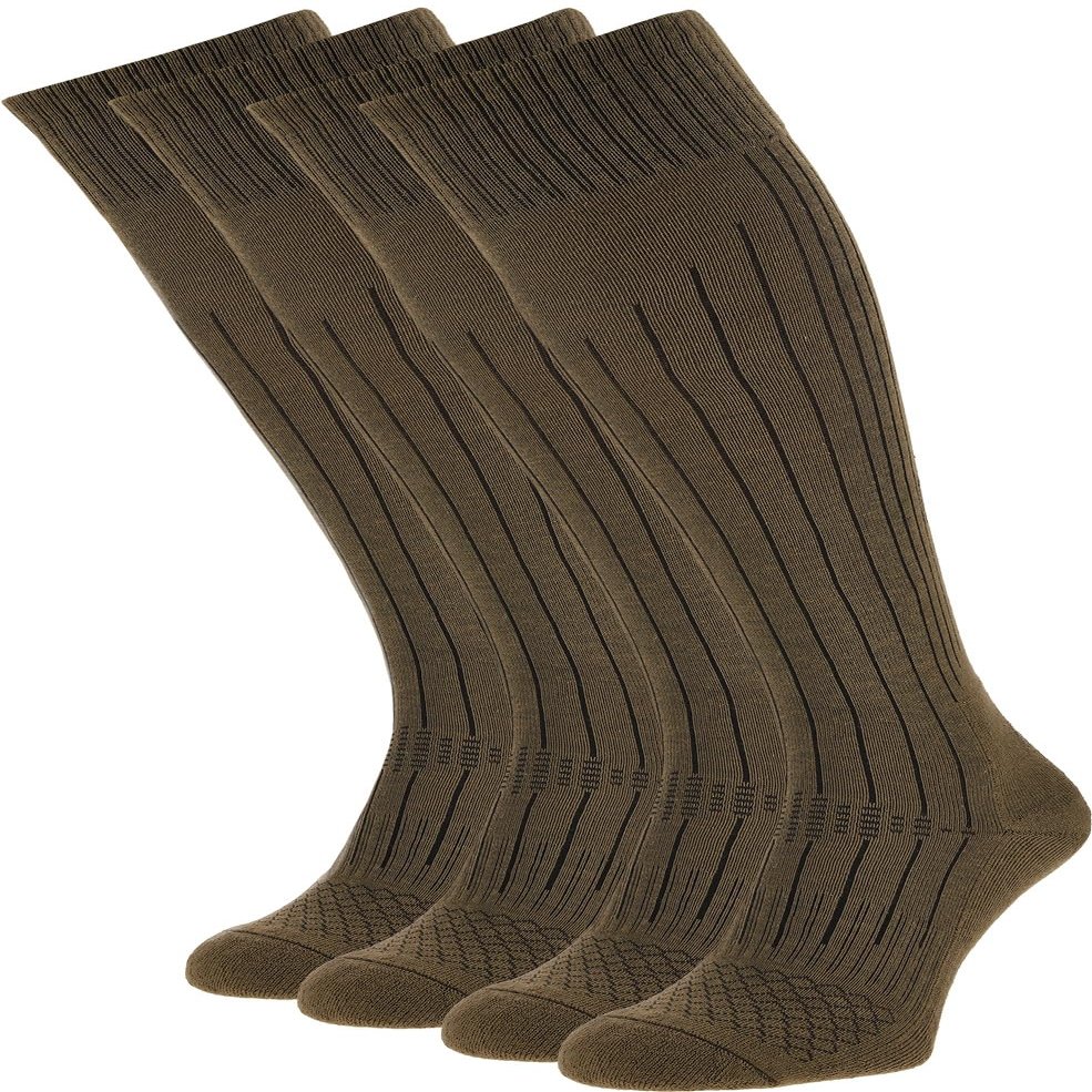 281Z Military Knee High Lightweight Uniform Boot Socks - Tactical Trekking Hiking - Outdoor Athletic Sport (Coyote Brown)(Large 4 Pairs Pack)