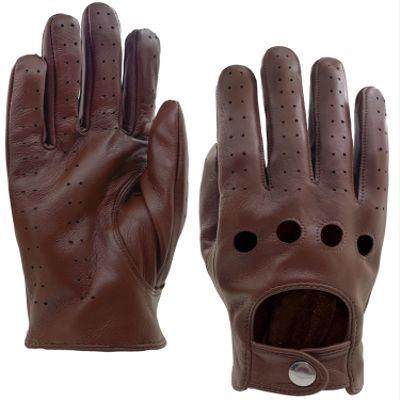 Zjjseloru Mens Genuine Lambskin Leather Driving Gloves Unlined, Touchscreen, Burgundy, XL